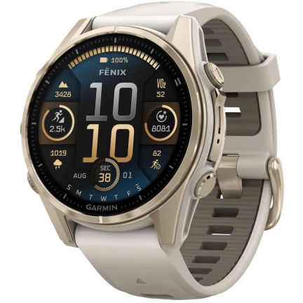 Garmin Fenix 8 AMOLED Sapphire 43mm Gold / Gray Silicone Band (010-02903-11)