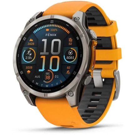 Garmin Fenix 8 AMOLED Sapphire 47mm / Orange - Graphite Silicone Band (010-02904-11)