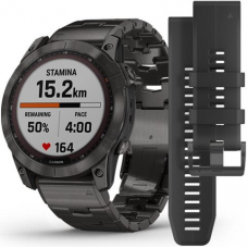 Garmin Fenix 7x Sapphire Solar Carbon Gray DLC Titanium / Carbon Grey DLC Vented Titanium Band