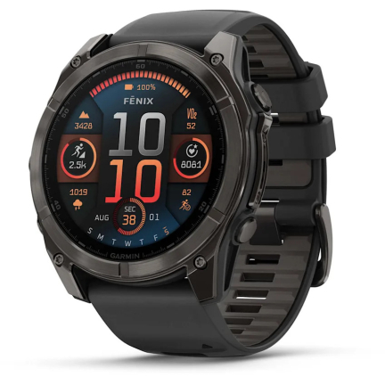 Garmin Fenix 8 AMOLED Sapphire 51mm Dark Gray / Black Silicone Band (010-02905-21)