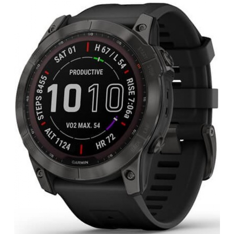 Garmin Fenix 7x Sapphire Solar Carbon Gray DLC Titanium / Black Band 